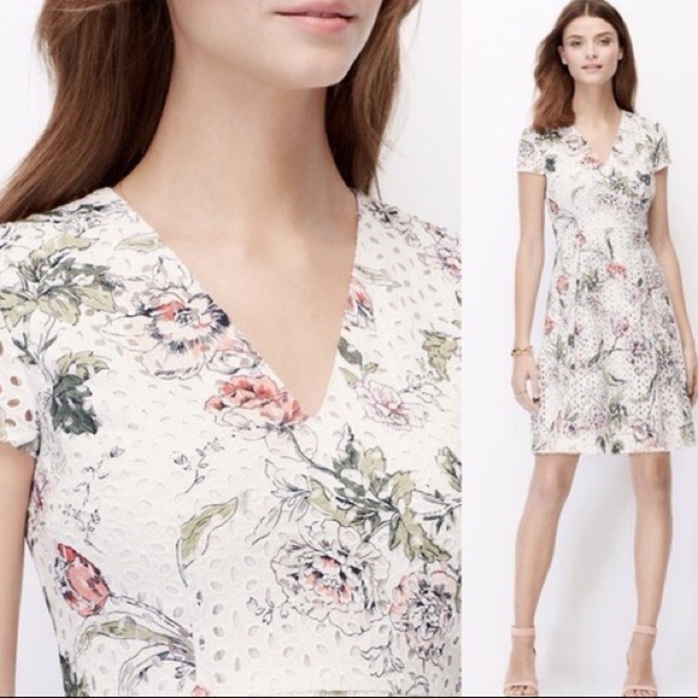 Ann Taylor Floral Eyelet Dress